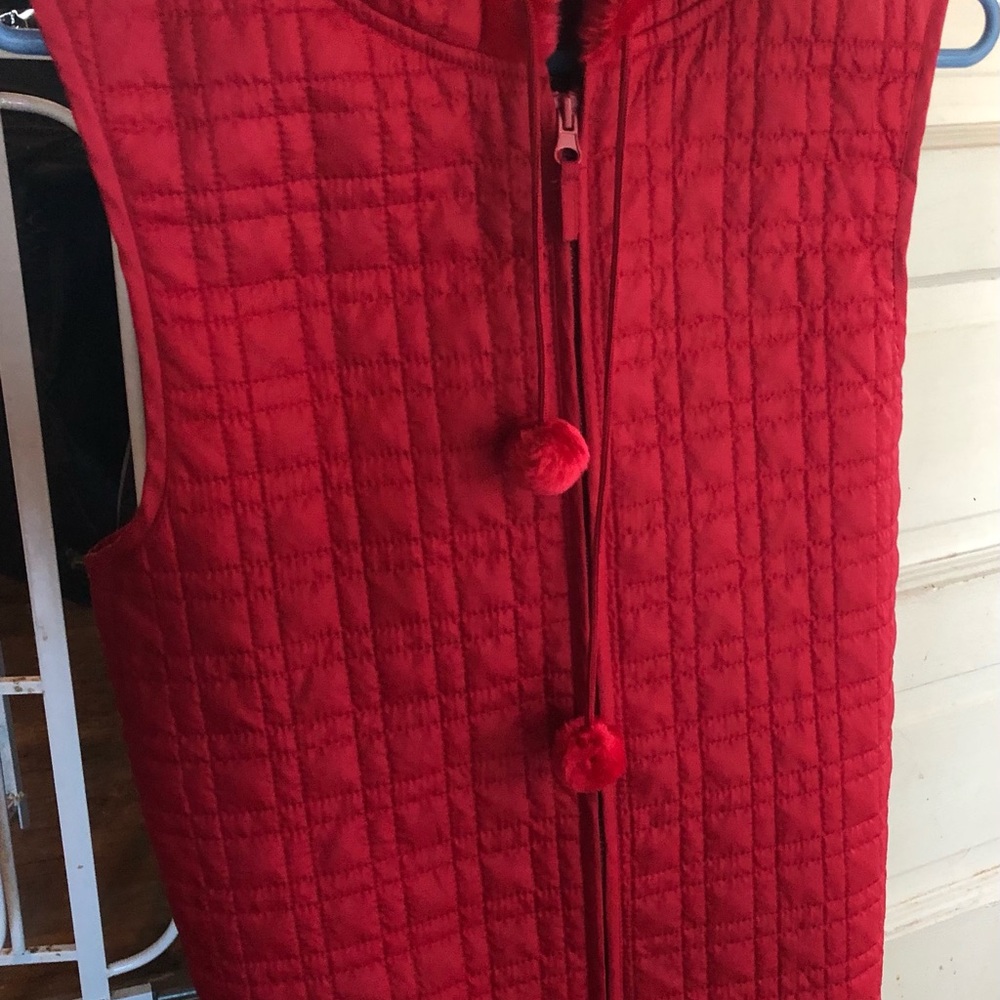 Red vest with hood